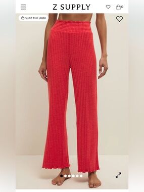 ZSupply Dawn Ribbed Wide-Leg Knit Pants - Red